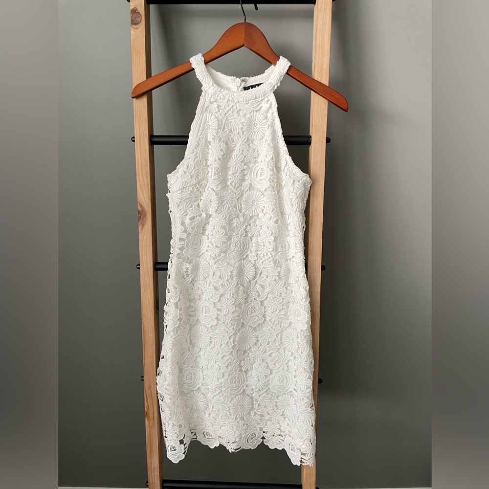 White Lace Lulus Mini Dress Small